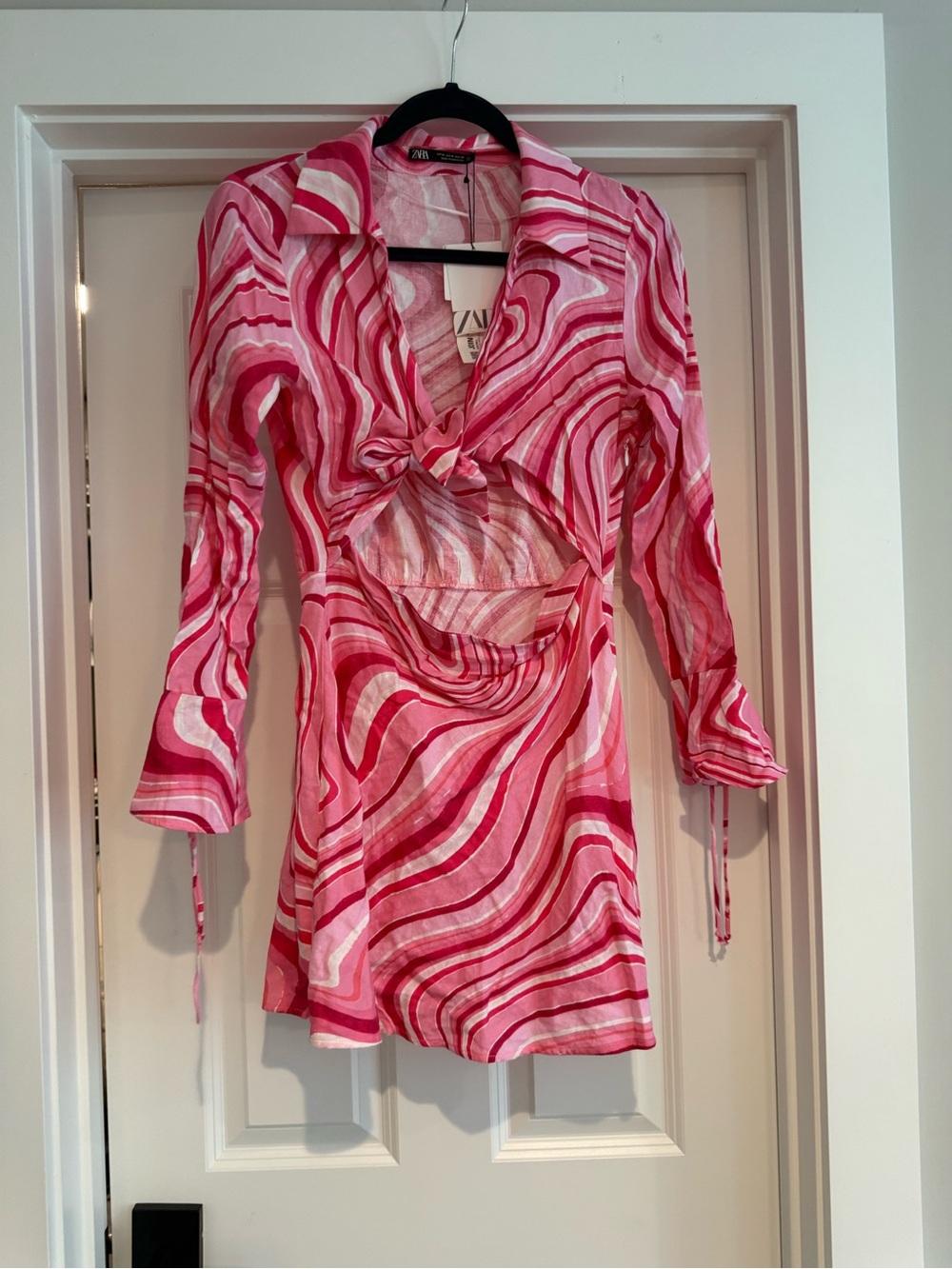 Zara Pink and White Striped Lightweight Shirt size M